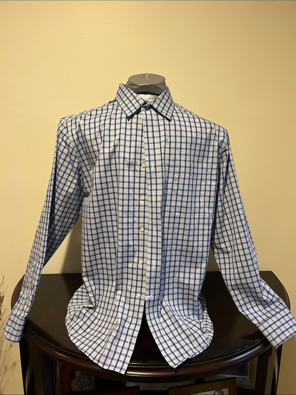 Jos. A. Bank White and Blue Windowpane Dress Shirt
